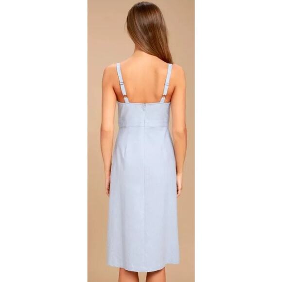 Lulus x LUSH Ain't No Other Light Blue Chambray Midi Dress new with tags Size S - Picture 4 of 10